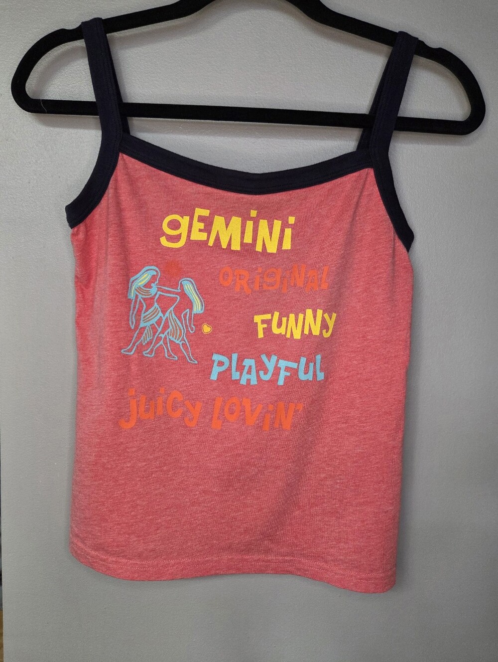 Juicy Couture Gemini Pink Zodiac Sign Tank Top with Navy Trim